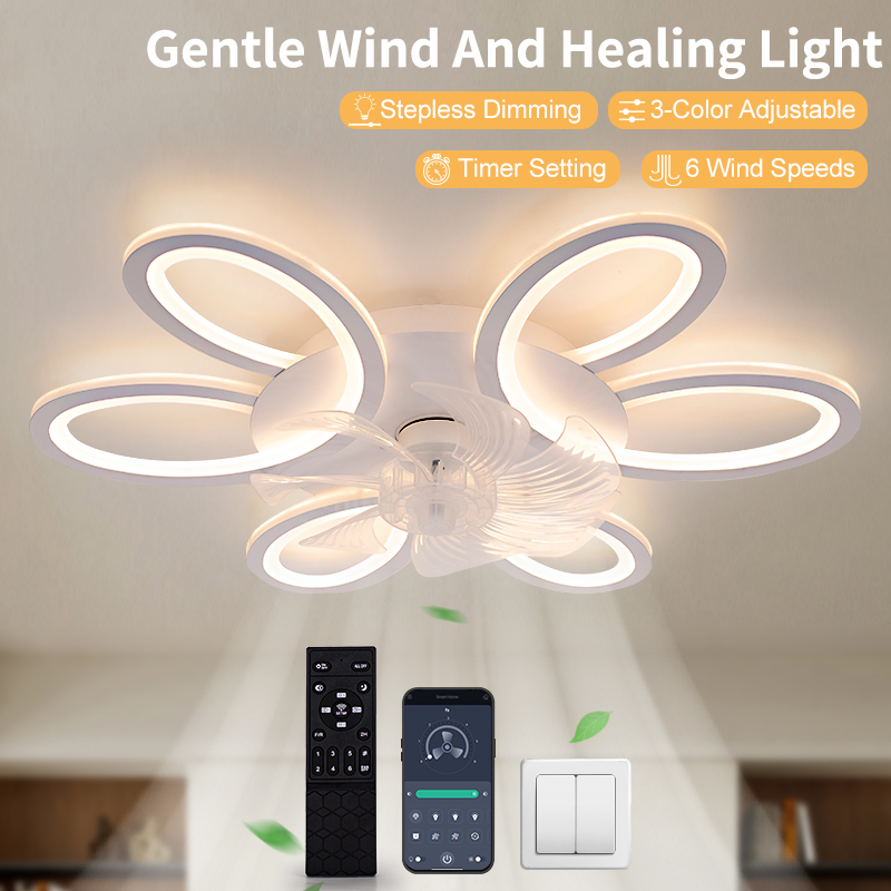 Smart Home Ventilation System - مروحة سقف مع أضواء 25.83in التحكم