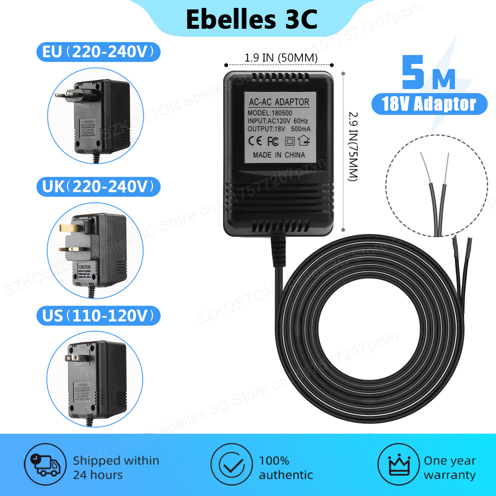 Smart Home Video Doorbell - 18 فولت التيار المتناوب محول شاحن