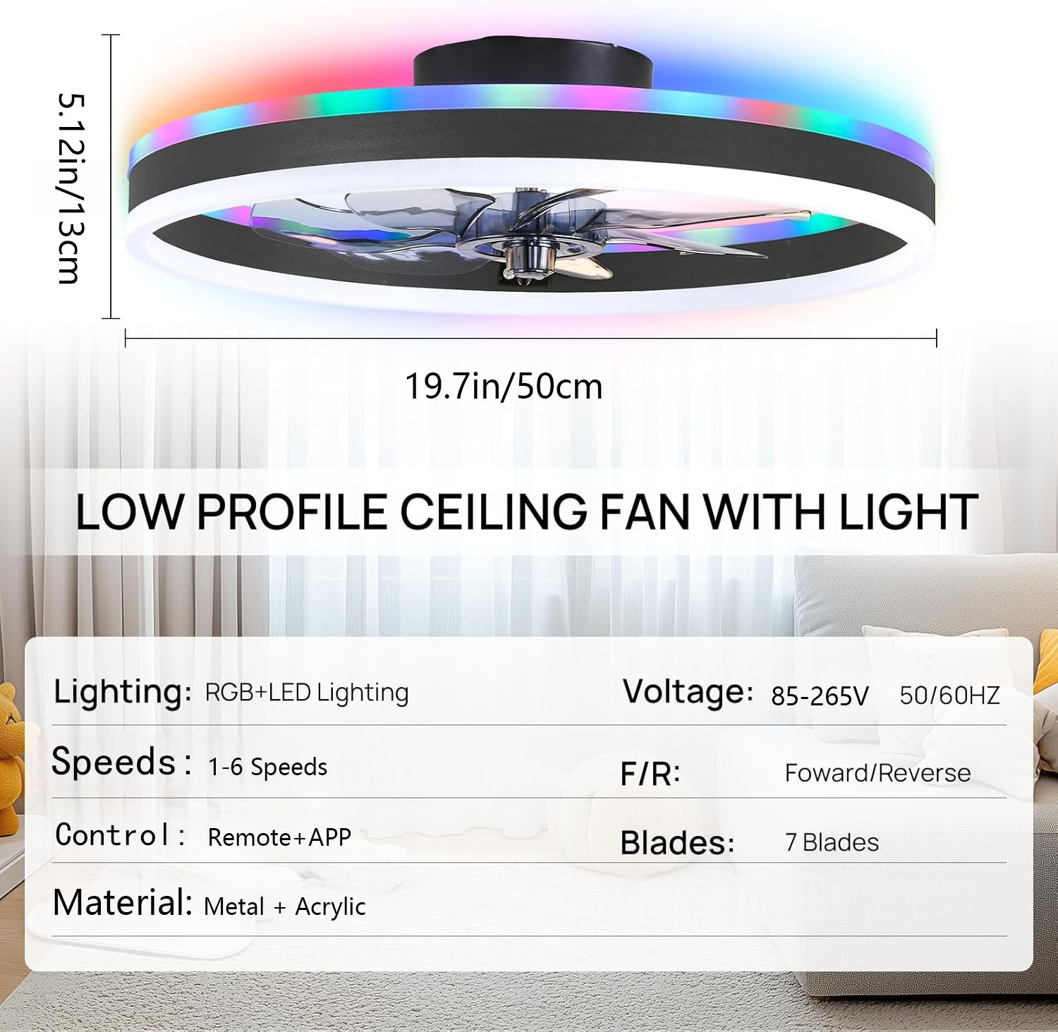 مروحة سقف ذكية RGB مروحة 6 سرع - مراجعة Smart Home Ventilation System وسعره