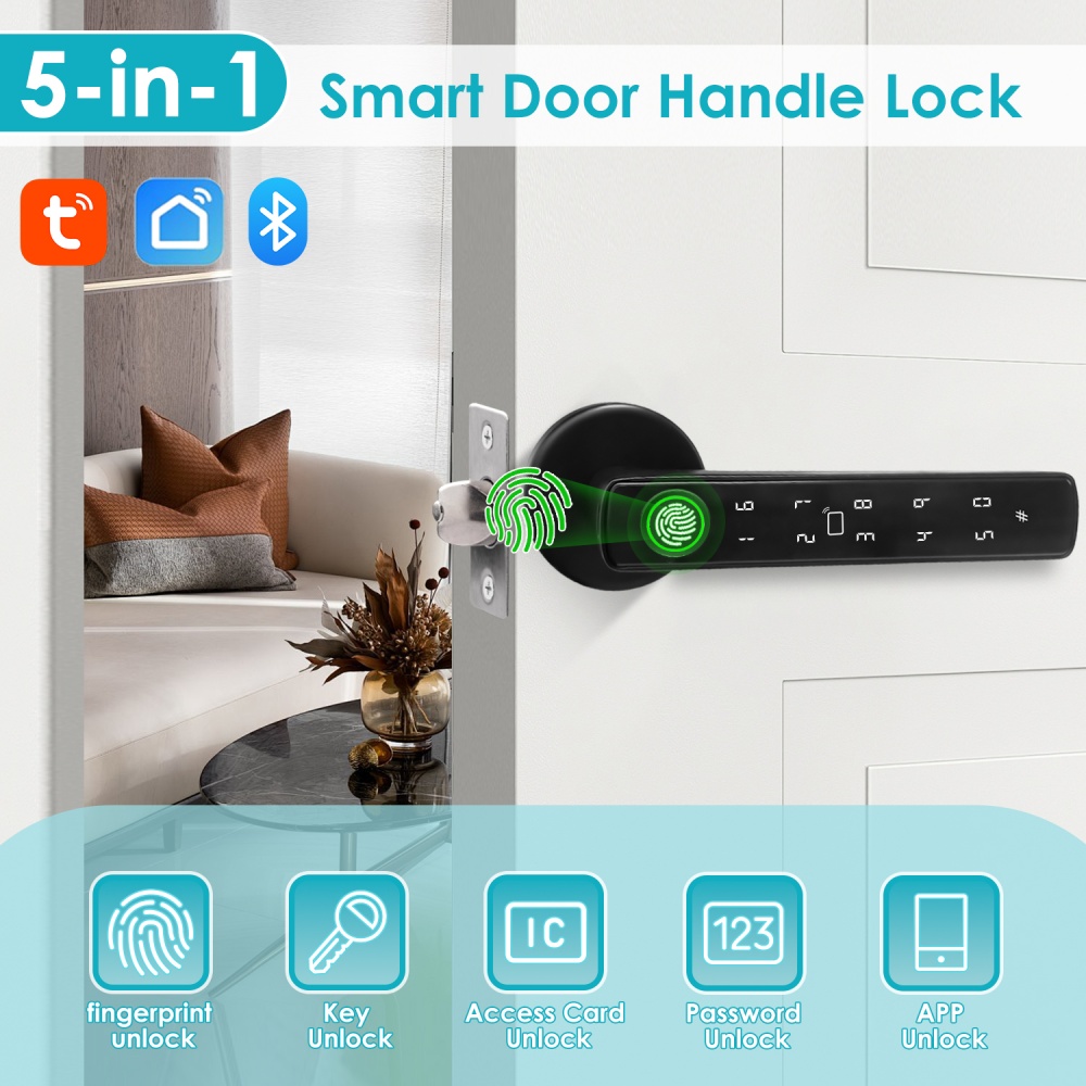 قفل ذكي YFK Tuya 5 في 1 للباب  - مراجعة Smart Home Interior وسعره